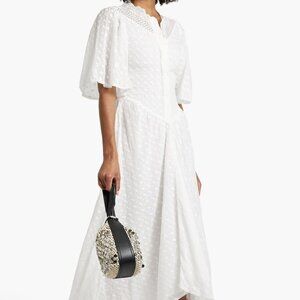 NWT Isabel Marant Etoile White Eyelet Robe Turin Midi Dress EU 36